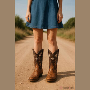 Cowtown Women’s Full Quill Ostrich Print Square Toe Boots